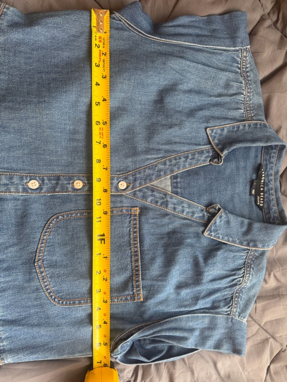 Veronica Beard Denim Blue Tiered Shirt Dress - Picture 4 of 5